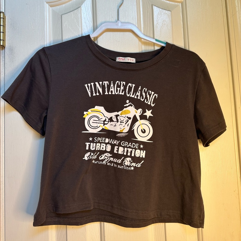 “Vintage Classic” Motorcycle Cropped Baby Tee